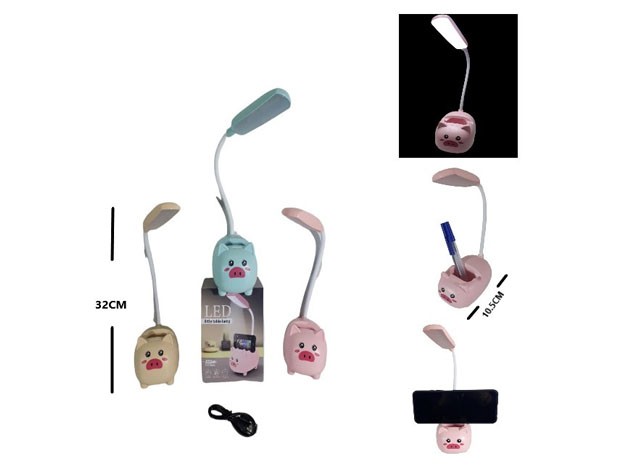 &u+ LAMPARA VELADOR MINI CHANCHO SOPORTE CELULAR